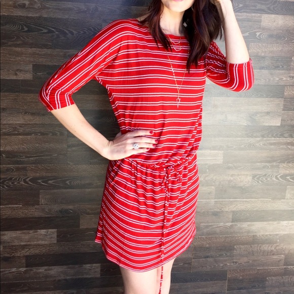 Michael Stars Dresses & Skirts - Michael Stars Red Striped Drop Waist Dress Q1091